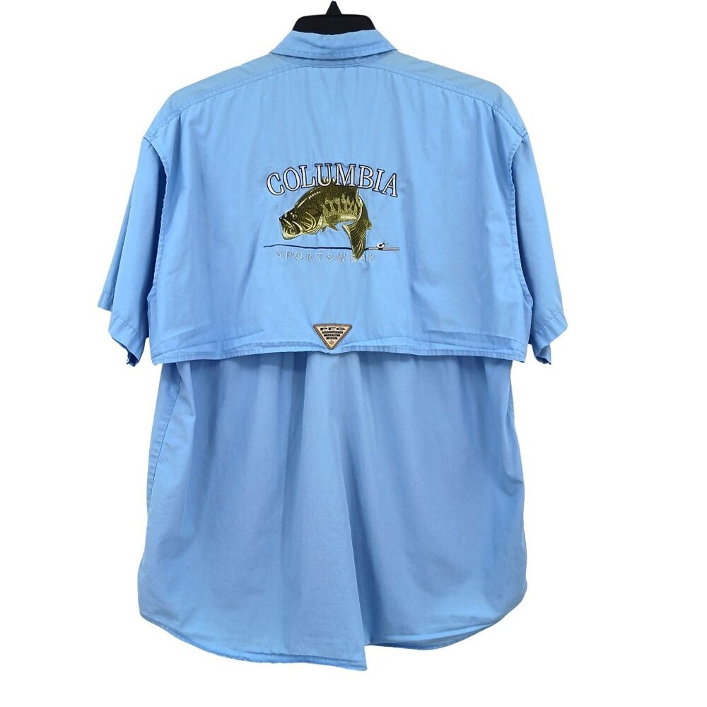 Columbia PFG Short Sleeve Shirt Large Embroidered Fish